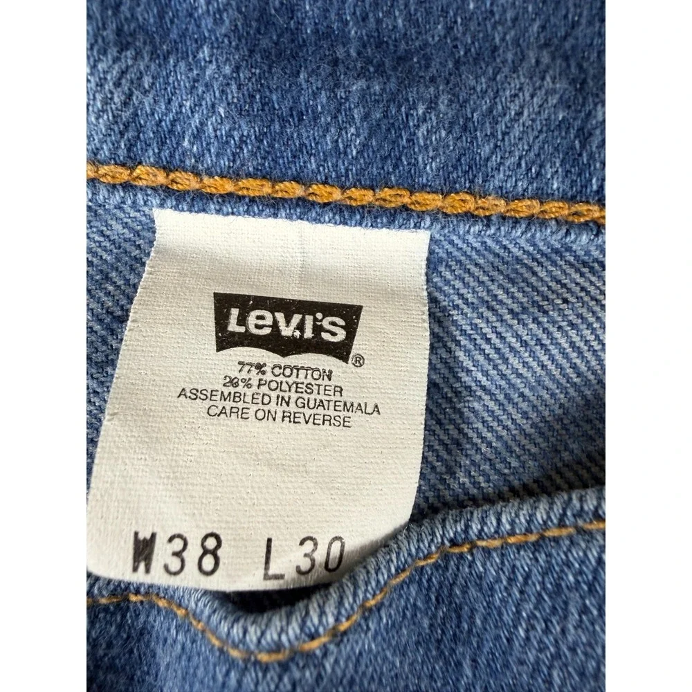 Vtg Levi's Brown Tab Straight Leg Jeans 38x30 Blue Denim Workwear Faded